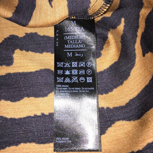 AllSaints Hera Zephyr Brown Tiger Print Long Slip Dress Size M Animal Print Chic - Picture 7 of 9